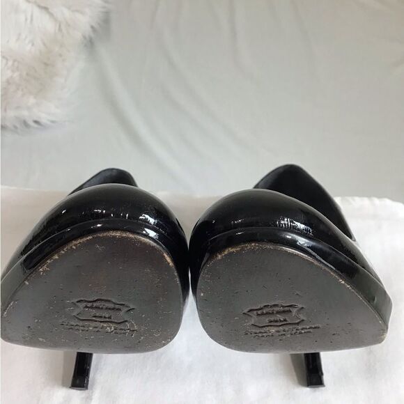 Stuart Weitzman Black Platswoon Pump Heel Shoes Patent Leather Size 7 1/2 - Picture 5 of 16